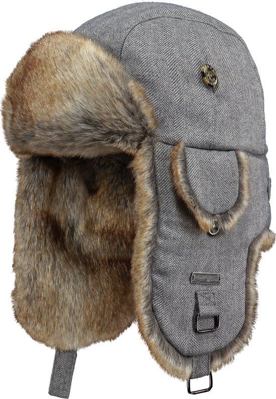 Barts Kamikaze Muts Unisex - Grey Herringbone - One Size