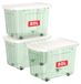 Set van 3 opbergboxen van 80 liter, met wielen, gemaakt van PP, stapelbaar, transparant, groen