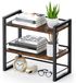 Commode de bureau - Étagère de bureau double en bois - Brun foncé - Étagère compacte pour plan de travail