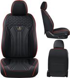 Bol Housses de siège auto en tissu respirant et cuir nappa avant et arrière 5 pièces, intérieur de voiture universel, ensemble complet, ajustement universel pour la plupart des voitures, berlines, SUV