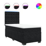 vidaXL Boxspringbed met matras, fluweel, zwart, 100x200 cm