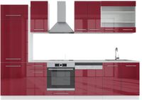 Vicco Fame-Line Complete keukeneenheid – 300 cm zonder werkblad Bordeaux hoogglans/wit