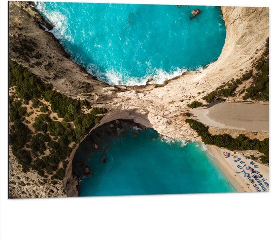Merkloos / Sans marque Foto op Aluminium - Mediteraanse Cliffs - 100x75 cm - Wanddecoratie van metaal