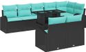 vidaXL Tuinbank - Set - 9 - st - Zwart - Poly - rattan