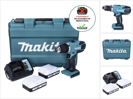Makita DF457DWE Accuboormachine - 18V - Incl. 2 Accu's & Koffer