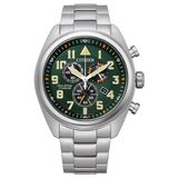 Citizen AT2480-81X Horloge - Heren - Titanium - Zilverkleurig - Groene Wijzerplaat - Ø 43 mm