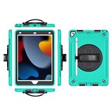 Case voor iPad Air3 10.5 2019 met 360 graden draaibare polsriem, drie-in-één robuuste hoes met opvouwbare beugel en schermbeschermer voor pro 10.5 2017, smaragdgroen