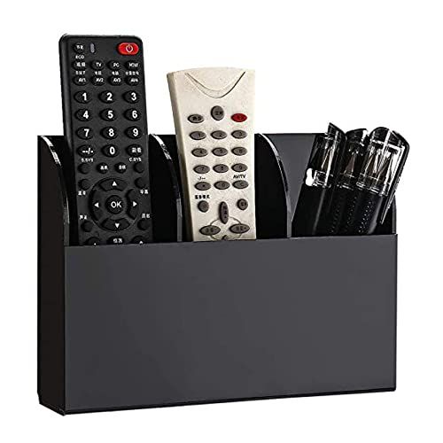 Meirrai Afstandsbediening Houder Wandmontage, Acryl Organizer met Afstandsbediening Muurbeugel Opbergdoos Wandhouder, Opbergdoos van Acryl, TV Airconditioning Afstandsbediening organizer (3 Roosters,Zwart)