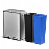 Home Zone Living 15.8 Gallon Keuken Prullenbak met Dual Verwijderbare Liners voor Recycling en Prullenbak, Roestvrij staal Bouw met Zacht en Langzaam Sluitend Deksel, Zilver