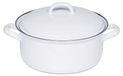 Casserole en Émail avec Couvercle, 22 cm de Diamètre, Blanc, 3,0 L, Compatible Induction