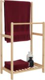 Relaxdays Handdoekrek Bamboe met Plank - 42 cm Breed - Staand