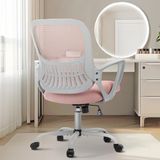 Sweetcrispy Bureaustoel, computertafel, managersstoel, ergonomische middenrug, mesh rolstoel met wielen, comfortabele lendensteun, comfortabele armleuningen voor thuis, slaapkamer, werkkamer