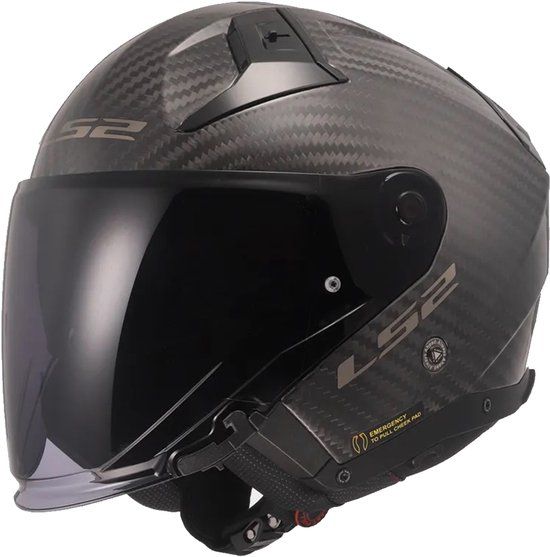 LS2, Motorcycle jet helmet INFINITY II gloss carbon, S