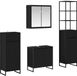 vidaXL Badezimmermöbel-Set Schwarz Eiche Furniertes Holz