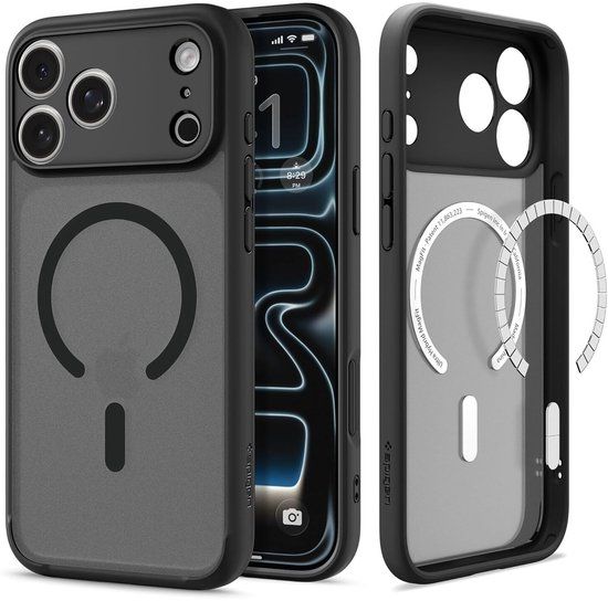 Spigen Ultra Hybrid MagFit - Hoesje Geschikt voor Apple iPhone 17 Pro Max - Compatibel met MagSafe - Back Cover Frost Zwart