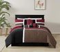 Chezmoi Collection Upland 7-delige gewatteerde patchwork dekbedset, bordeaux/zwart/bruin, kingsize
