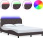 vidaXL Bedframe met LED-verlichting, zonder matras, donkerbruin, 140x190 cm, stof