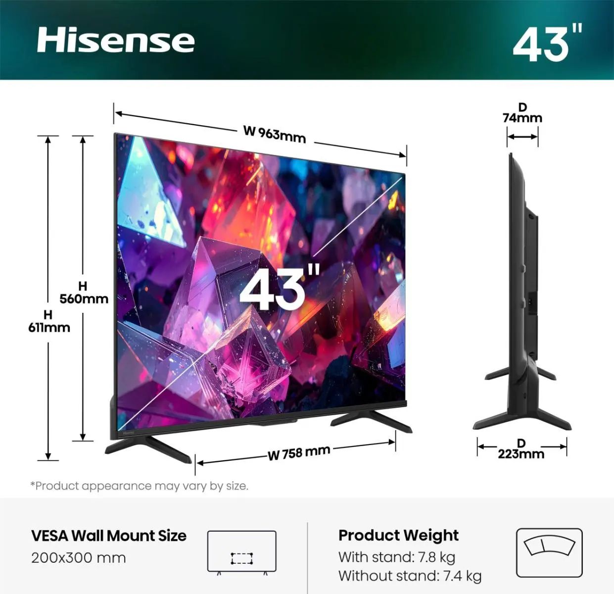 Hisense 43E79S PRO / QLED screen / 43 inch / 2026