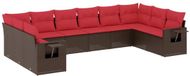 vidaXL ensemble de salon de jardin 10 pièces avec coussins, marron, polyrotin