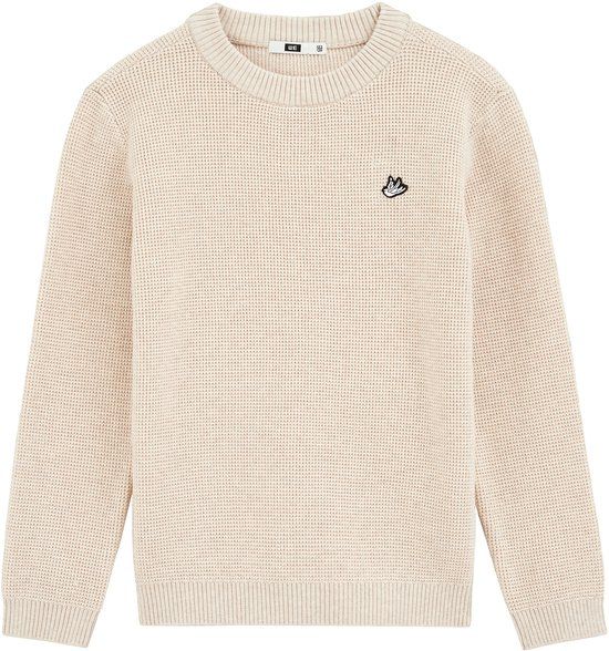 WE Fashion Jongens trui met structuur Beige Katoen Maat 110/116