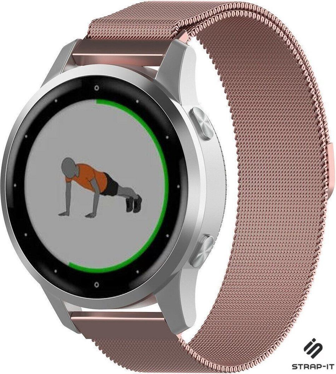Strap-it Garmin Vivoactive 4s Milanees bandje - 40mm - roze - 18mm