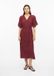 s.Oliver Robe mi-longue bordeaux viscose crêpe avec ceinture manches longues col rond coupe droite