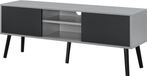 en.casa TV meubel Eskilstuna tv kast 120x29,5x46,5 cm lichtgrijs zwart