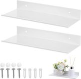 Semsen Étagères flottantes en métal à monter au mur, étagère de salle de bain blanche organisatrice, étagères murales de rangement de douche en acier inoxydable - 30 cm - Salon Cuisine Chambre