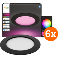 Philips Hue Inbouwspot Slim 6-Pack - White and Color - 170mm - Zwart
