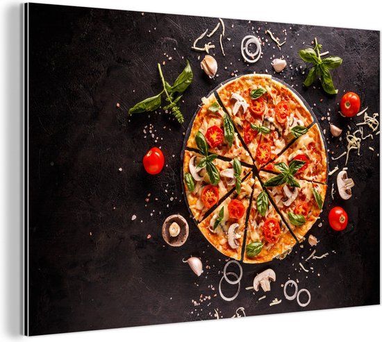 MuchoWow Aluminium Schilderij Industrieel - Pizza - 120x80 cm