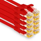 1aTTack.de 10x 0,5m CAT7 Ethernet LAN-netwerkkabel RJ45 - rood
