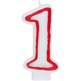 Unique 360-1 Verjaardagskaars Nummer 1-5.4 inch Rand | 1 St., Rood/Wit