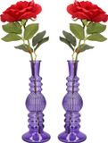Ideas 4 Seasons Vase Florence - 2x - violet verre - côtelé - D8,5 x H23 cm
