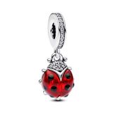 PANDORA Rode Ladybug Hanger in sterlingzilver met zilver-rood email, PANDORA Moments Collectie, 792571C01