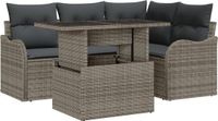 vidaXL Tuinbank Set 5-delig Grijs Poly Rattan