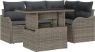 vidaXL Tuinbank Set 5-delig Grijs Poly Rattan