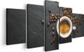 Artaza Canvas Schilderij Vijfluik Kopje Koffie Met Koffiebonen - 100x50 - Photo sur toile - Impression sur toile