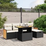 Maison Exclusive - Ensemble de meubles de jardin 6 pièces avec canapé et coussins, noir, en polyrotin