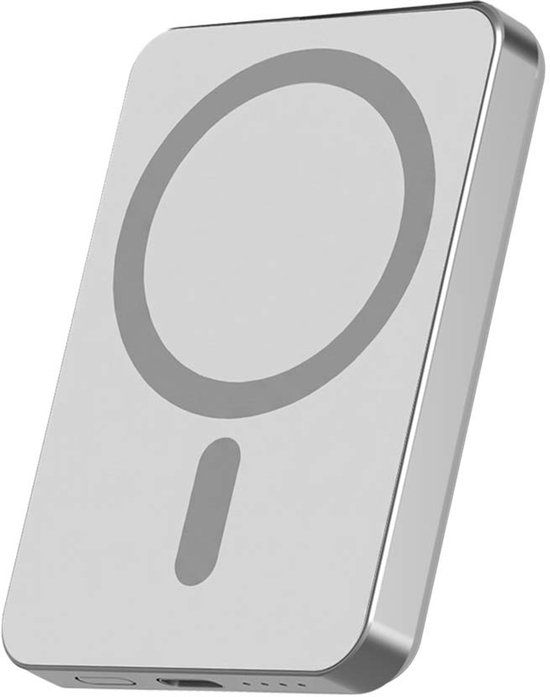 FORCE CASE Powerbank 5000mAh Compatibel MagSafe Inductie 15W Lichtgrijs