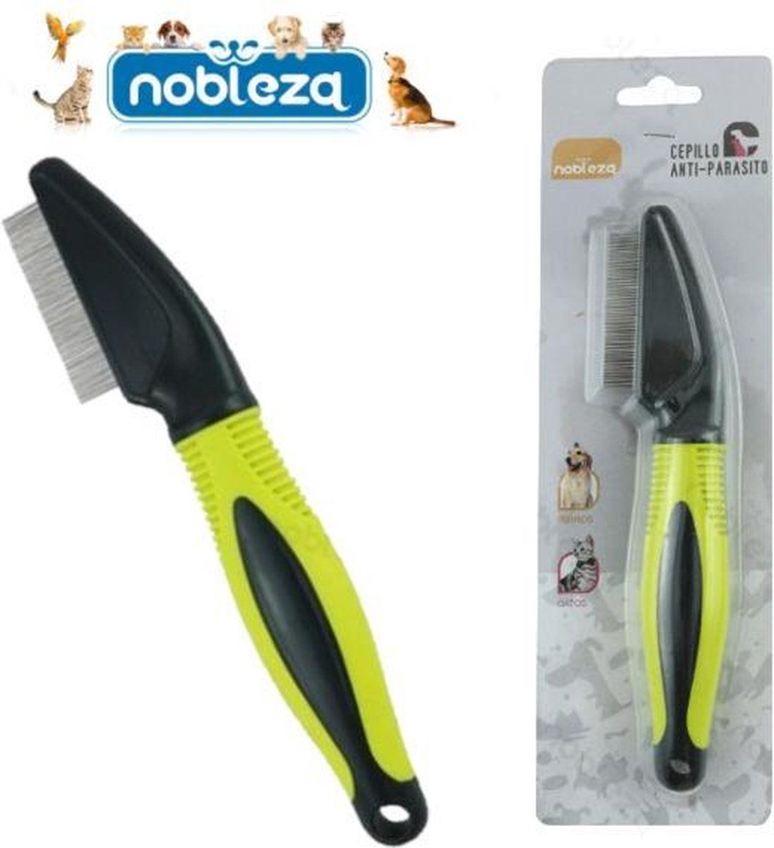 Nobleza vlooienkam - Zwart/Groen - Voor Honden en Katten