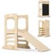 Deryan Luxe Houten Leertoren met Glijbaan - Speeltoren - Naturel Hout