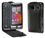 MaryCom premium kwaliteit lederen mobiele telefoon tas zwart voor HTC Desire Z smartphone + gratis displaybeschermfolie/LTS DZ