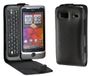 MaryCom premium kwaliteit lederen mobiele telefoon tas zwart voor HTC Desire Z smartphone + gratis displaybeschermfolie/LTS DZ