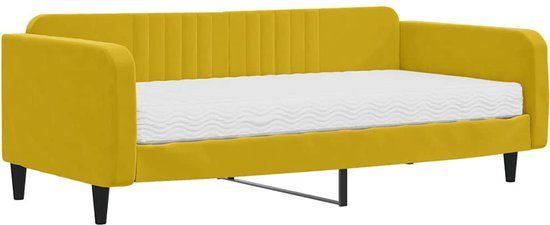 vidaXL Slaapbank met matras fluweel geel 100x200 cm