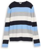 Tom Tailor - Gebreide trui met ronde hals - Maat XXL - fjord blue grey stripe