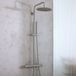 Hudson Reed Colonne de douche thermostatique moderne avec pomme de douche ronde et douchette - Gris (Pebble)