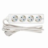 SIMON Meervoudige stekkerdoos, platte stekkerdoos, 4 stopcontacten met 16 A, stekkerdoos met aarding, 2 m kabel, wit