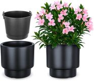 KADAX Bloempot met binnenpot, plastic sierpot vorstbestendig voor bloemen en planten, staand antraciet 29,5x28cm