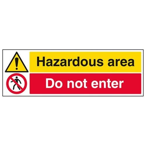 V Safety VSafety gevaarlijk gebied, niet invoeren waarschuwingsbord - 600mm x 200mm - 1mm Rigid Plastic