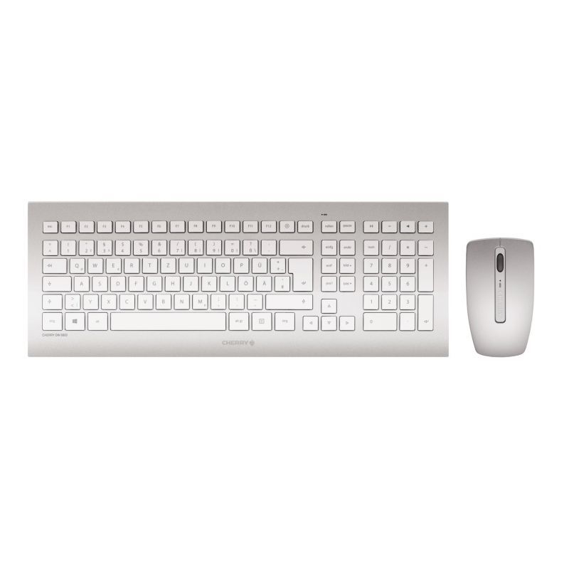 CHERRY DW 8000 Wireless Keyboard and Mouse Set - US English - Silver/White